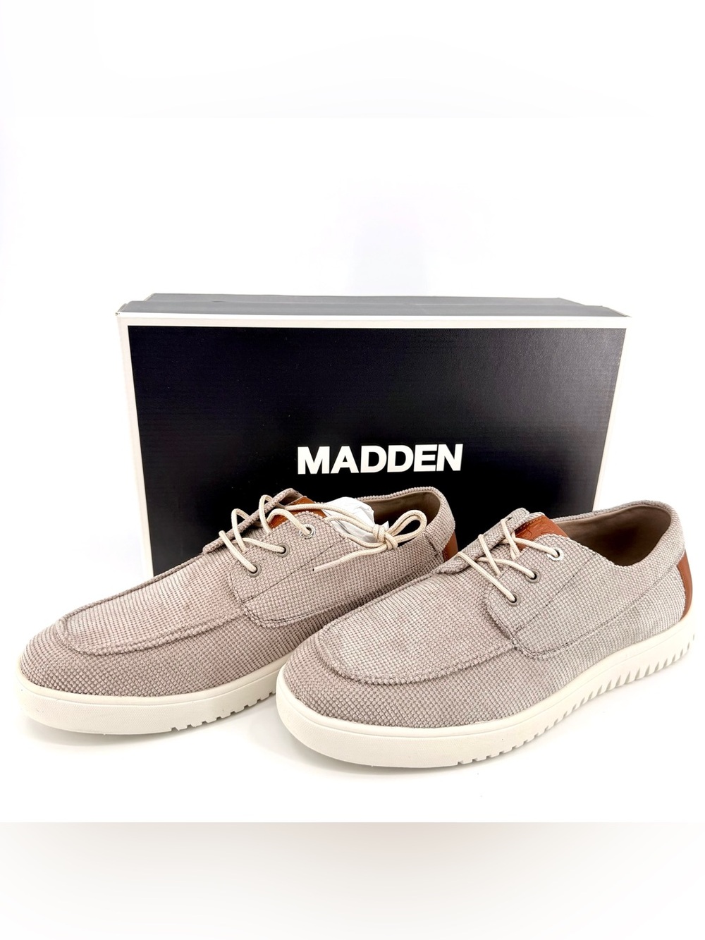 Madden Driftline Menโs 10 Taupe Fabric Casual Shoes NIB